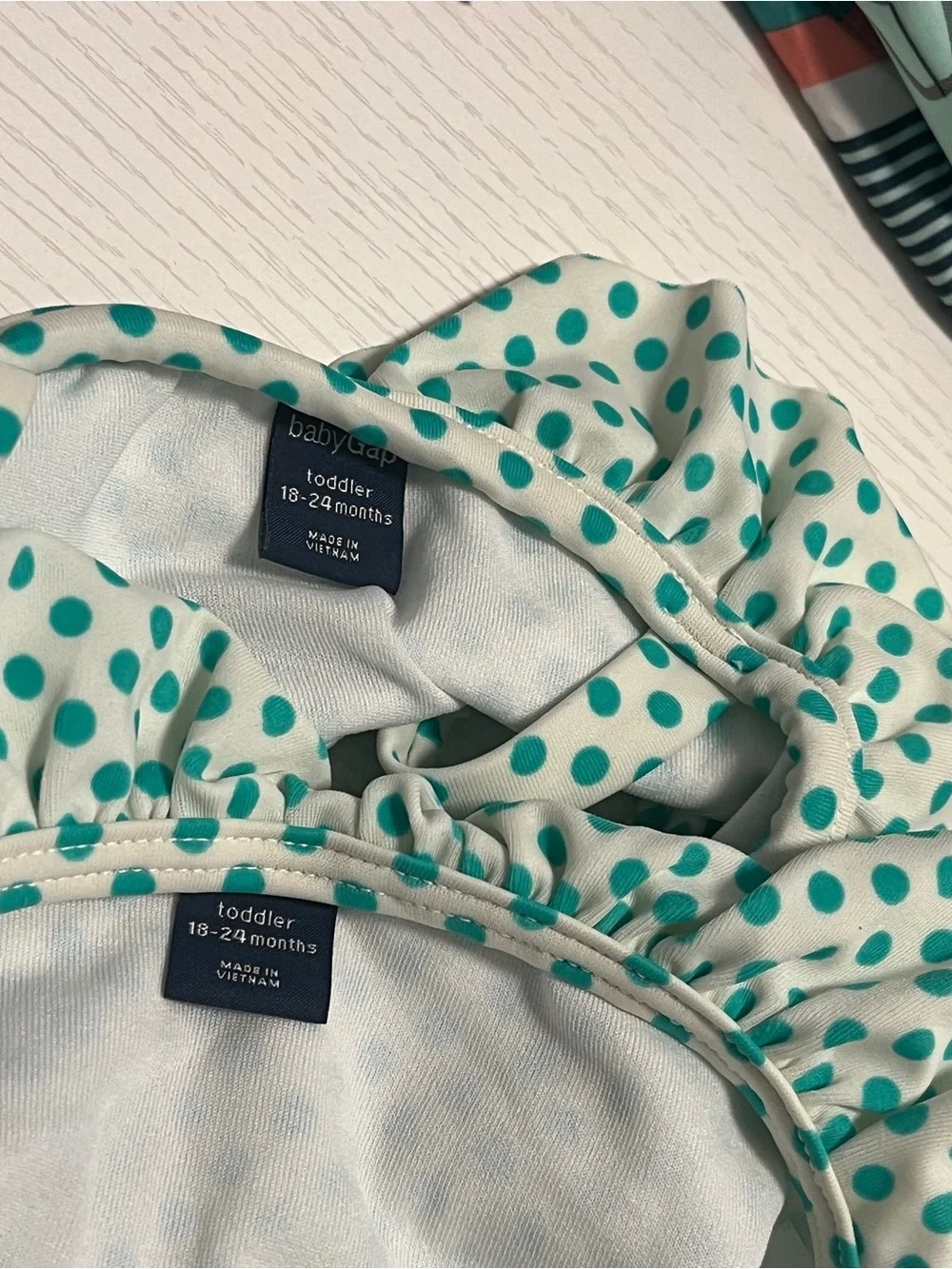 baby GAP green polka dot swim set sz 24M